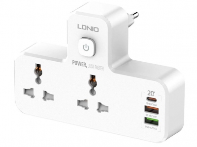 چند راهی 2 سوکت و 2 یو‌اس‌بی و یک تایپ‌سی الدنیو Ldnio Power Strip SC2311