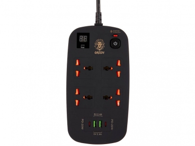 چند راهی برق هوشمند 4 سوکت و 2 یو‌اس‌بی و 2 تایپ‌سی گرین Green Multiport Smart Power Socket 3500W 3M GNPS2PDWH