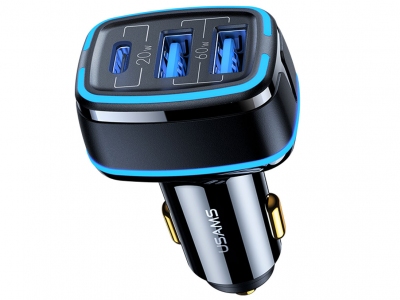 شارژر فندکی فست شارژ ماشین 80 وات تایپ سی یوسامز US-CC126