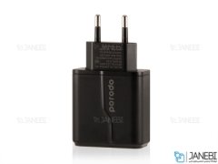 آداپتور دیواری پورودو با کابل تایپ سی به لایتنینگ Porodo PD & QC Wall Charger 20W-EU PD-18PDEUL-BK