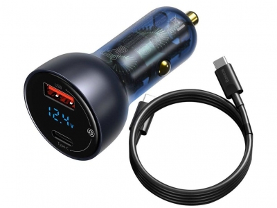 شارژر فندکی فست شارژ ماشین تایپ سی طرح شفاف بیسوس TZCCKX-0G