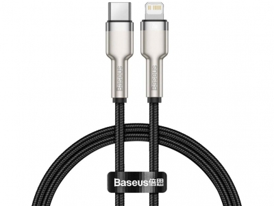 کابل داده و شارژ سریع تایپ‎سی به لایتنینگ 25 سانتی‌متری بیسوس Baseus Cafule Series Metal Data Cable Type C to Lightning 20W CATLJK-01