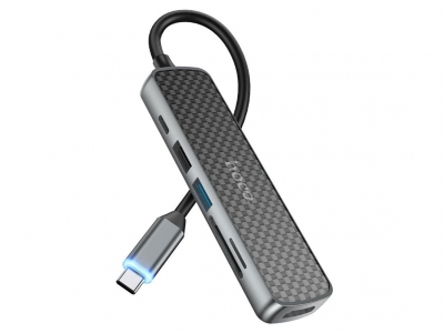 هاب تایپ‌سی هوکو Hoco HB24 Easy display Type-C multifunction adapter(HDMI+USB3.0+USB2.0+SD+TF+PD)