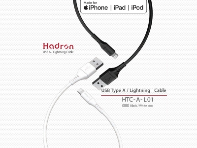 کابل شارژ و انتقال داده لایتنینگ هادرون Hadron MFI  HTC-A-L01 USB A Lightning Cable