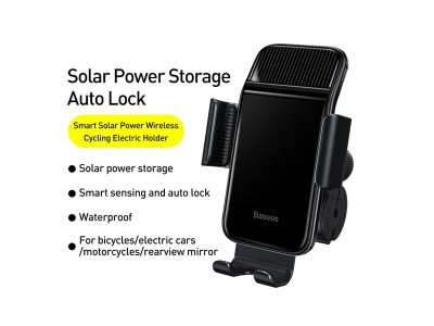 نگهدارنده موبایل دوچرخه و موتور سیکلت بیسوس Baseus Smart Solar Power Wireless Holder SUZG010001