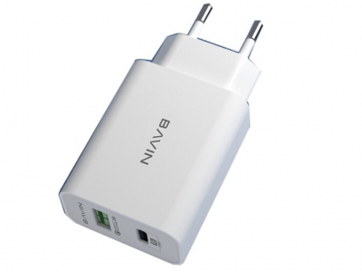 شارژر دیواری فست شارژ تایپ‌سی و یواس‌بی باوین همراه با کابل تایپ سی به لایتنینگ BAVIN 18W Fast Charger Port Portable Wall Charger For Type-C Android and Apple PC351Y