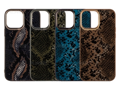 قاب چرمی طرح پوست ماری آیفون 13 پرو کجسا Kajsa iPhone 13 Pro Glamorous Snake Pattern 3 Leather Case