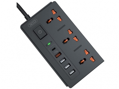 چندراهی سه سوکت و چهار یواس‌بی و یک تایپ‎سی ایکس‌او XO 30W Extension cord socket 1.8M QC3.0+PD FAST CHARGE WL06 EU