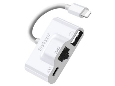 مبدل لایتنینگ 3 در 1 ارلدام Earldom OT53 Plug And Play Lightning To RJ45 Ethernet Lan Wired Network + USB 3.0 OTG Converter