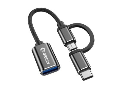 مبدل دو سر تایپ سی و میکرو یو اس بی به یو اس بی گرین Green Super Fast Data Transmission 2 in 1 Type-C & Micro USB to USB 3.0