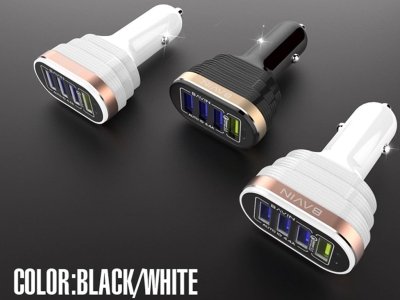 شارژر فندکی فست شارژ ماشین با چهار پورت یواس‌بی به همراه کابل میکرو باوین PC587