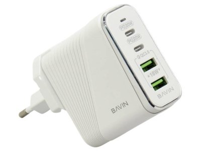 شارژر دیواری فست شارژ یواس‌بی و تایپ‌سی باوین BAVIN PD + QC3.0 Fast Charger Adapter 4 Output PD 40W Fast Charging Charger PC522Y-PD