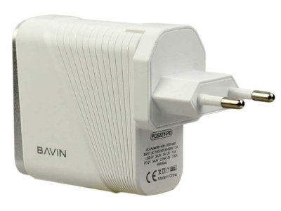 شارژر دیواری فست شارژ یواس‌بی و تایپ‌سی باوین BAVIN PD + QC3.0 Fast Charger Adapter 4 Output PD 40W Fast Charging Charger PC522Y-PD
