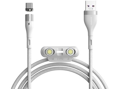 کابل شارژ سریع مگنتی سه سر بیسوس به طول یک متر Baseus Zinc Magnetic Cable Kit USB to M+L+C 5A 1m CA1T3-B02