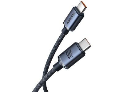 کابل سوپرفست شارژ تایپ‌سی به تایپ‌سی 2 متری بیسوس Baseus Cable Crystal Shine Series Type-C To Type-C 100W CAJY000701