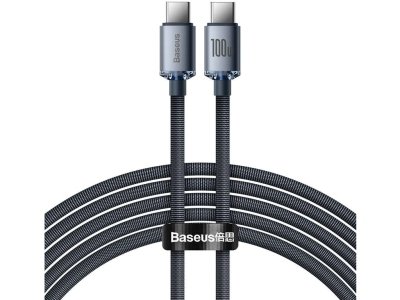 کابل سوپرفست شارژ تایپ‌سی به تایپ‌سی 2 متری بیسوس Baseus Cable Crystal Shine Series Type-C To Type-C 100W CAJY000701