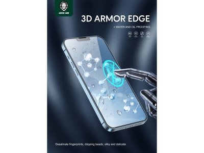 محافظ صفحه نمایش شیشه ای آیفون 13 و 13 پرو گرین Green iphone 13/13 Pro 3D Armor Edge Glass
