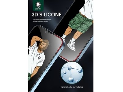 محافظ صفحه نمایش شیشه ای آیفون 12 پرو مکس گرین Green iphone 12 Pro Max 3D Silicone+ Edge Glass