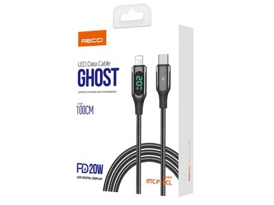 کابل تایپ سی رسی به لایتنینگ فست شارژ RECCI RTC-P10CL PD 20W FAST CHARGING CABLE 1M