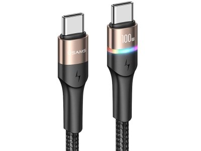 کابل دوسر تایپ سی ۱۰۰ وات 1.2 متری یوسامز USAMS U76 Type-C to Type-C 100W PD Fast Charging & Data Cable US-SJ537