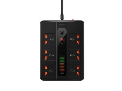 چند راهی برق و شارژر نمایشگردار رسی Recci Multifunction Power socket RC06