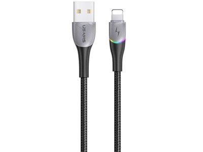 کابل داده و شارژر سریع لایتنینگ 1.2 متری یوسامز USAMS 2.4A Lightning Colorful Lights US-SJ541