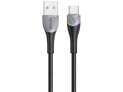کابل داده و شارژر سریع تایپ‌سی 1.2 متری یوسامز USAMS 3A Type-C with Colorful Lights US-SJ542