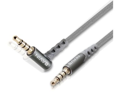 کابل صدای دو سر جک 3.5 میلی‌متری باوین BAVIN AUX06 3.5mm Jack Nylon Cable AUX Cable Elbow Type Audio Cable
