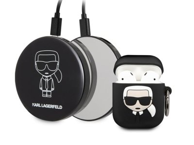 کاور سیلیکونی و پاور بانک آینه ای ایرپاد طرح کارل CG Mobile Silicone Airpods 1/2 Case & Mirror Power Bank