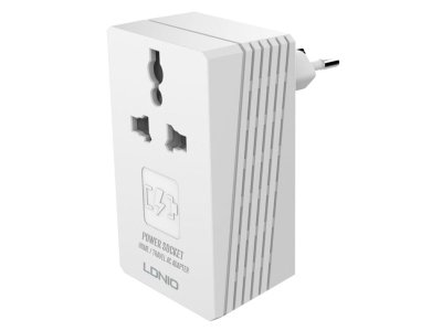 شارژر دیواری و مبدل برق مسافرتی با سه درگاه یواس‌بی الدنیو LDNIO Travel Converter Adapter A3306