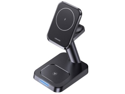 شارژر بیسیم 3 در 1 یوسامز USAMS US-CC150 3-IN-1 Magnetic Wireless Charging Stand for Apple Devices