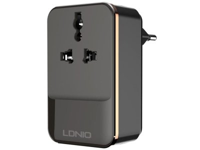 شارژر دیواری و مبدل برق مسافرتی با دو درگاه یواس‌بی الدنیو Ldnio Travel Converter Adapter SC1205