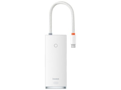 هاب پنج پورت 100 وات همراه با کابل 20 سانتی‌متری بیسوس Baseus Lite Series 5-Port HUB WKQX040002