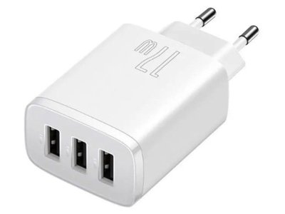 شارژر دیواری سه پورت یواس‌بی 17 وات بیسوس Baseus Compact Charger 3U 17W EU CCXJ020101