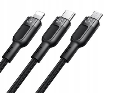 کابل شارژ سه‌سر فست‌شارژ مک دودو Mcdodo CA-8790 3-in-1 Type-C/ Lightning/ Micro Super Fast Charging Cable For iphone and Android
