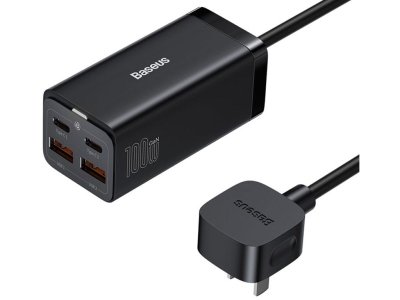 شارژر دیواری سوپر فست شارژ تایپ‎‌سی و یو‌اس‌بی 100 وات بیسوس Baseus GaN3 Pro Fast Charger 2U+2C CN CCGP000001