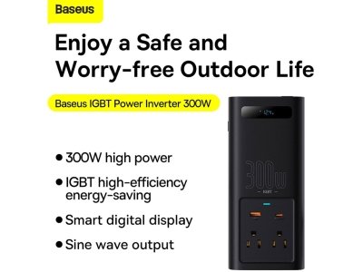 اینورتر برق خودرو 110 ولت بیسوس Baseus IGBT Power Inverter 300W CGNB010001