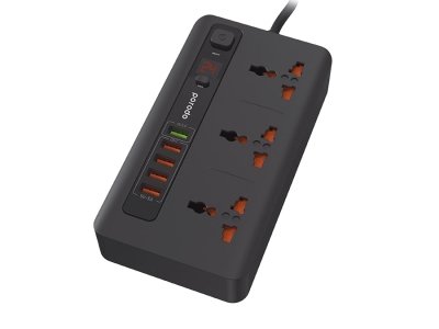 چند راهی و محافظ تایمردار پورودو Porodo Power Socket & USB Hub PD-5P3SQCEU