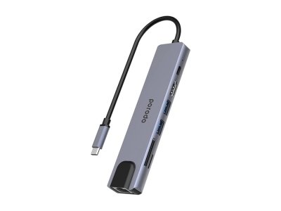هاب تایپ‌ سی 7 پورت پورودو Porodo 7 in 1 Aluminum USB-C Hub PD-4K71C