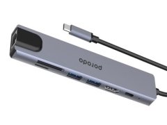 هاب تایپ‌ سی 7 پورت پورودو Porodo 7 in 1 Aluminum USB-C Hub PD-4K71C