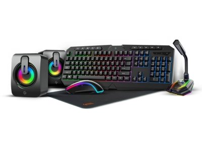 ست گیمینگ کیبورد، اسپیکر، میکروفون، ماوس، ماوس پد پرودو Porodo Gaming 5 in 1 Ultimate Gaming Kit PDX215