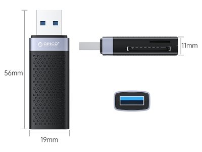 کارتخوان و رم ریدر پرسرعت حرفه‌ای اوریکو ORICO CS2D-A3 TF/SD Dual Port USB3 Card Reader Single Read