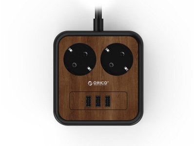 چند راهی دو سوکت و 3 یو اس بی اوریکو قابل نصب روی دیوار  ORICO APD-2A3U-EU Power Strip USB Charger 3M