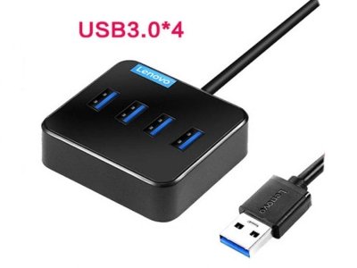 هاب یواس‌بی با 4 پورت و کابل 25 سانتی‌متری لنوو Lenovo Hub USB3.0 to USB3.0 x 4 Adapter A603