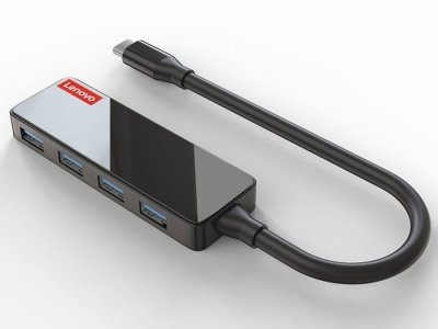 هاب تایپ‌سی با 4 پورت و کابل 15 سانتی‌متری لنوو Lenovo C602 USB-C to 4 x USB3.0 Adapter
