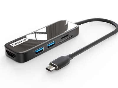 هاب و رم‌ریدر تایپ‌سی با 5 پورت لنوو Lenovo 5 in 1 USB-C HUB HDMI 4K EH05