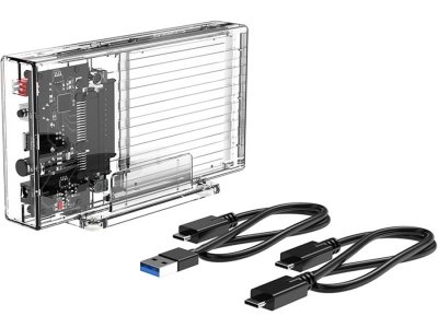 باکس هارد اکسترنال تایپ سی دوتایی  شفاف اوریکو ORICO Dual-Bay Hard Drive Enclosure 2259RC3