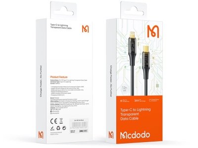 کابل شارژ سریع و انتقال داده تایپ‌سی به لایتنینگ 1.2 متری مک‌دودو MCDODO CA-159 36W Type-C to Lightning Cable