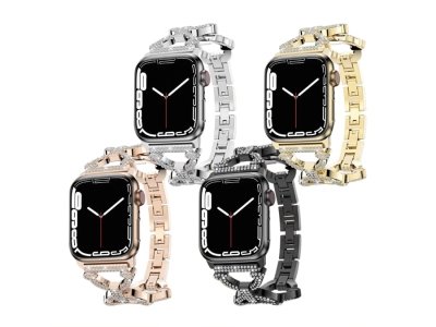 بند فلزی نگین دار اپل واچ 42 و 44 و 45 میلی متر گرین Green Apple Watch 42/44/45mm Bello Jeweled Metal Band