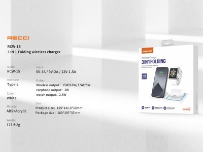 شارژر بی سیم رومیزی 15 وات رسی Recci RCW-15 Magnetic Wireless Charger